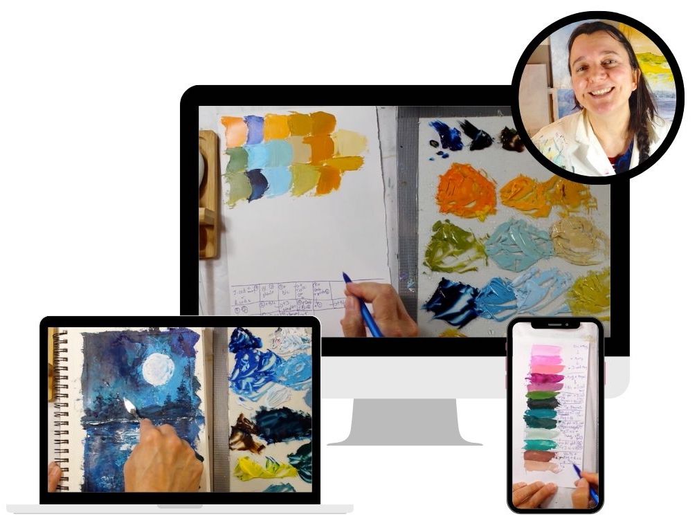 Ateliers de peinture sur les mélanges de couleurs "Couleurs de rêves", accessibles sur ordinateur, tablette et téléphone.